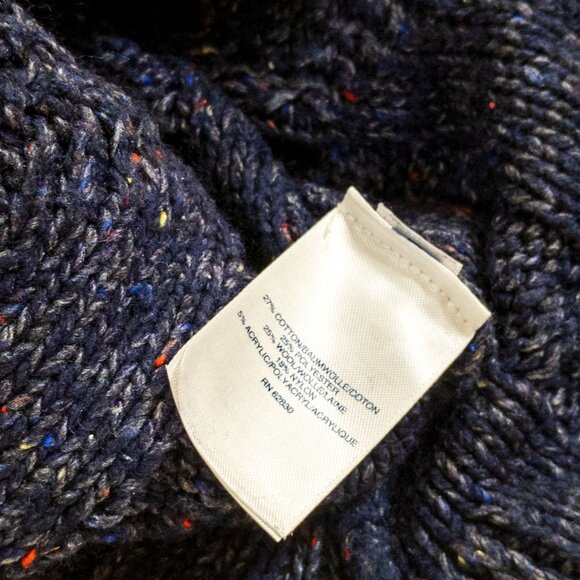 Land's End Cozy-Lofty Cable Turtleneck Sweater Navy Wool Blend Womens Size Small - Picture 6 of 7